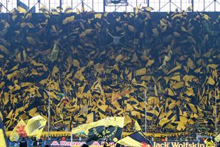 The yellow wall celebrates the championship 2012