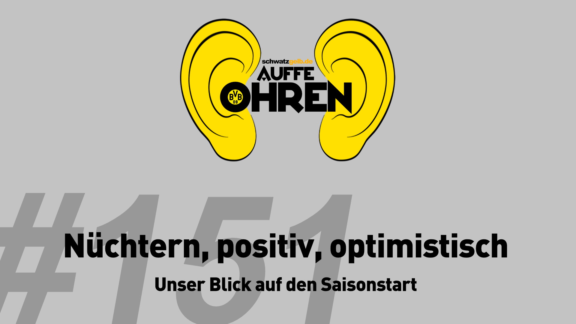Episodentitel + gelbes Ohr auf hellgrauem Grund